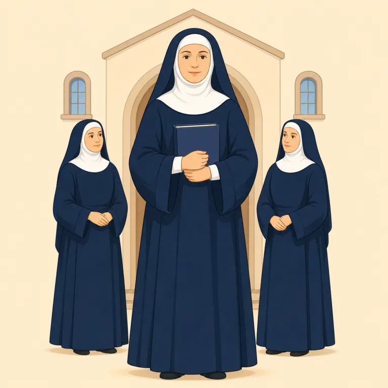abbess（修道院長・名詞）の覚え方イラスト — abbot（男子修道院長）や abbey（修道院）とセットで覚えると定着しやすい語です