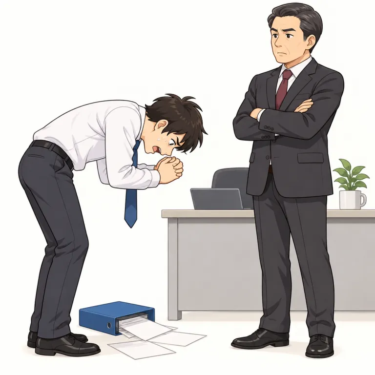 abject（卑屈な・adjective）の覚え方イラスト