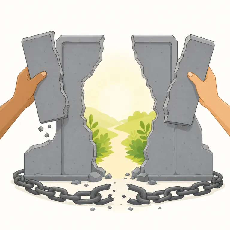 abolition（廃止・名詞）の覚え方イラスト — abolition は abolish「廃止する」から来た -tion 名詞で、法律・制度・慣習などを正式な手続きで終わらせる「廃止」を表します