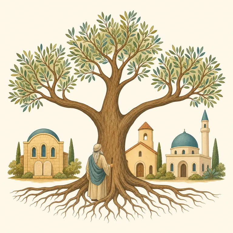 abrahamic（アブラハムの宗教の・形容詞）の覚え方イラスト — Abraham という固有名詞に、形容詞化の -ic が付いた形なので、まず「人名＋-ic＝〜に関する」と押さえる