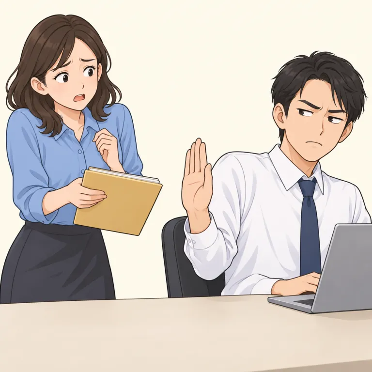 abruptly（ぶっきらぼうに・adverb）の覚え方イラスト