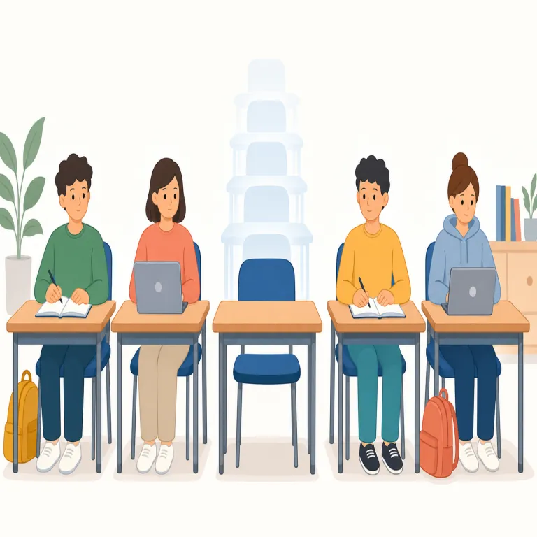 absenteeism（欠勤・名詞）の覚え方イラスト — まず absent「不在の」を軸に置くと覚えやすい語です