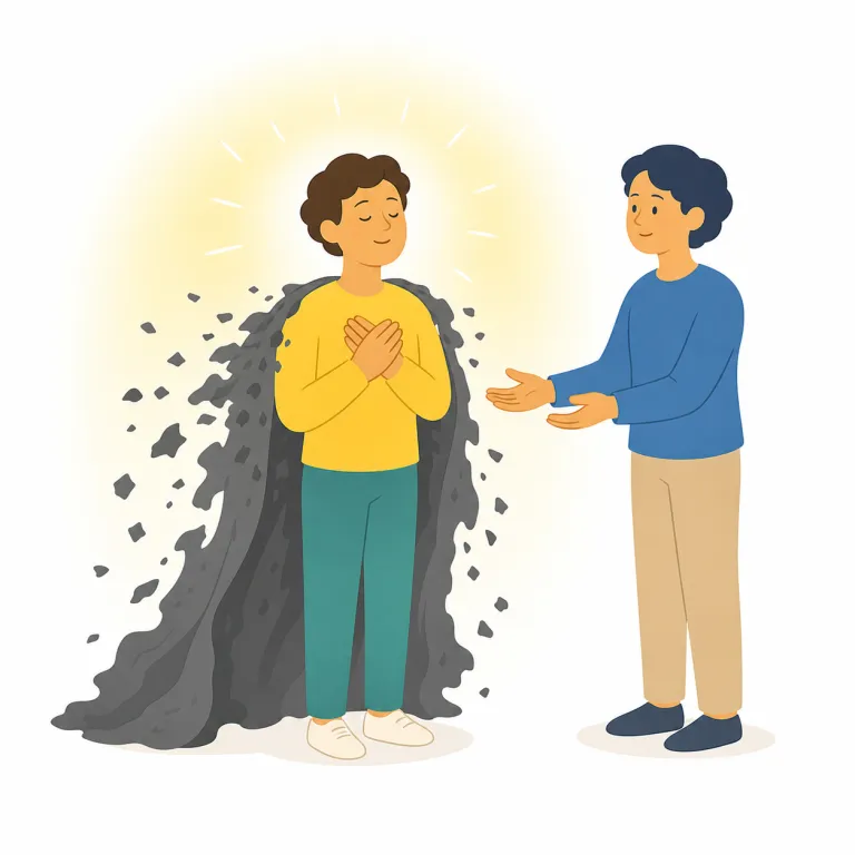 absolution（赦免・名詞）の覚え方イラスト — absolution はまず動詞 absolve とセットで覚えると残りやすい