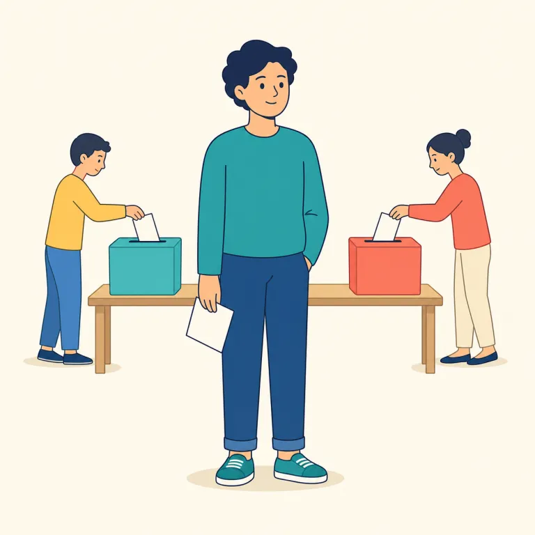 abstention（棄権・名詞）の覚え方イラスト — まず動詞 abstain「控える・棄権する」を知っていると覚えやすいです
