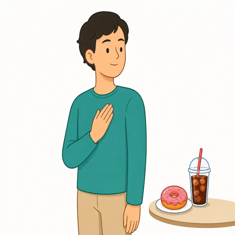 abstinence（禁欲・名詞）の覚え方イラスト — abstain「控える・慎む」を知っていると覚えやすい名詞形で、「控える状態」が abstinence