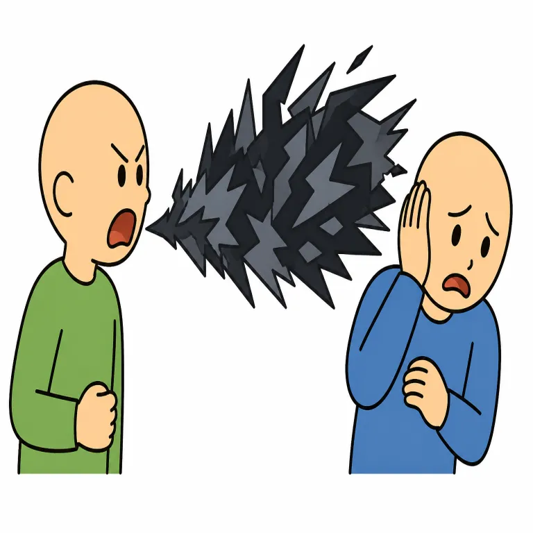 abuse（暴言・noun）の覚え方イラスト