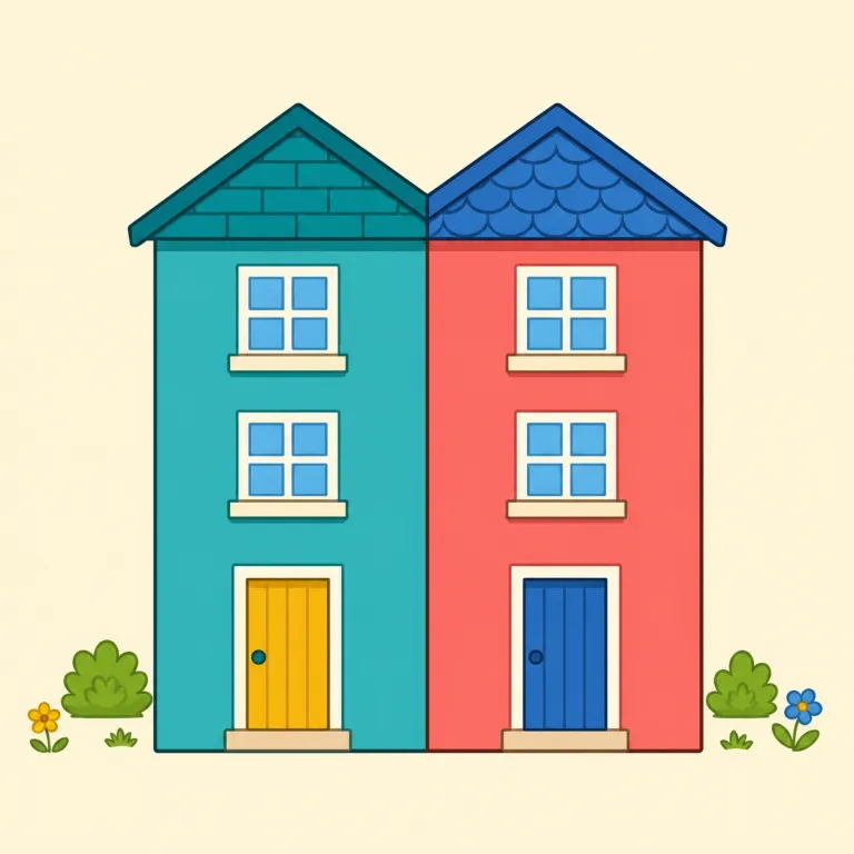 abut（隣接する・動詞）の覚え方イラスト — abut は主に土地・建物・道路などの位置関係を述べる語で、abut on や abut against の形でも使う