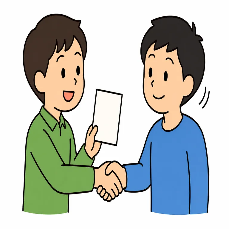 accept（承諾する・verb）の覚え方イラスト