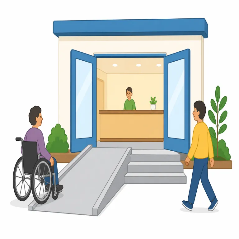 accessibility（アクセシビリティ・名詞）の覚え方イラスト — このエントリの「アクセシビリティ」は、単なる「利用しやすさ」ではなく、障がいの有無、年齢、利用環境の違いにかかわらず使えるようにする設計上の概念として覚えるとよいです