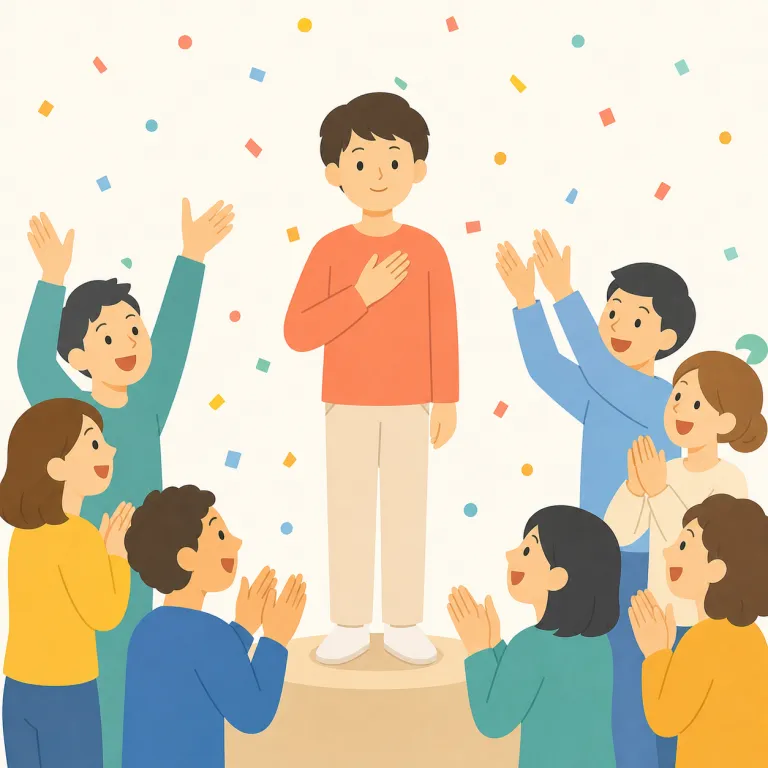 acclamation（喝采・名詞）の覚え方イラスト — acclaim（絶賛する・歓迎する）を知っていれば、その名詞形が acclamation