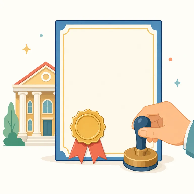 accreditation（認定・名詞）の覚え方イラスト — credit が「信用・評価」だと分かっていれば、accreditation は「公的に credit を与えること」と見ると覚えやすいです
