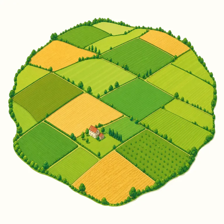 acreage（エーカー数・名詞）の覚え方イラスト — acre は「エーカー」という土地面積の単位で、acreage はそこに -age が付いて「acre で数えた量・総数」と考えると覚えやすいです