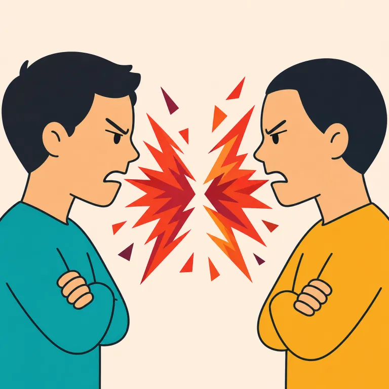 acrimonious（とげとげしい・形容詞）の覚え方イラスト — acrimonious は bitter より少し硬い語で、「苦味」が人間関係や会話の中に出ている感じを思い浮かべると覚えやすいです