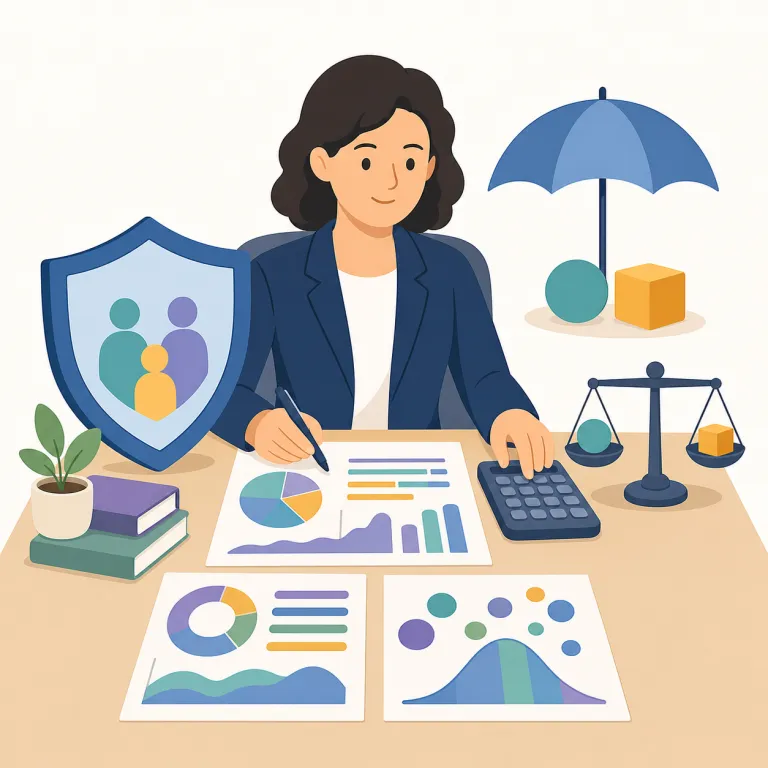 actuary（保険数理士・名詞）の覚え方イラスト — actuary は act だけで覚えず、actual number を扱う専門職と結びつけると残りやすい語です