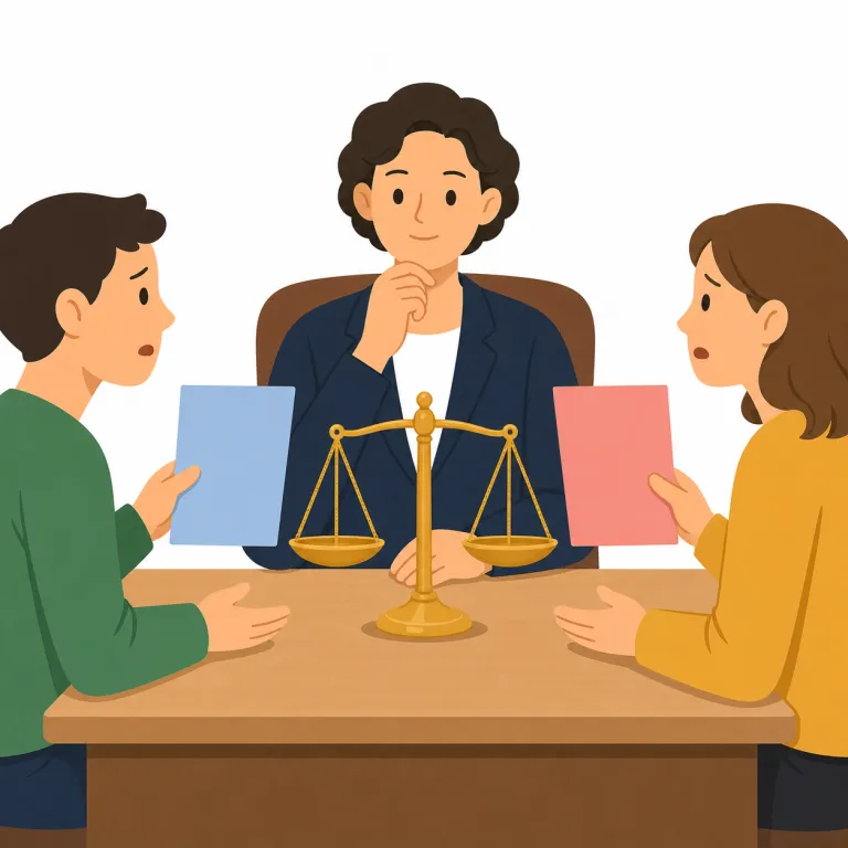 adjudicator（裁定者・名詞）の覚え方イラスト — まず judge を芯に置くと覚えやすい語です