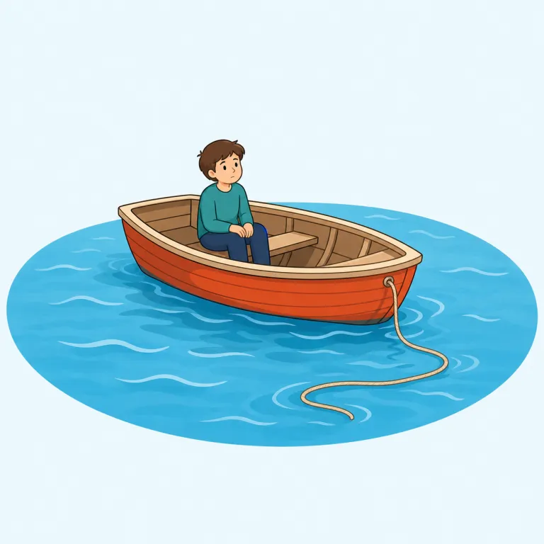 adrift（漂流状態の・形容詞）の覚え方イラスト — drift が「漂う・流される」と分かれば、a- は『その状態にある』くらいで捉えると adrift は『流されっぱなしの状態』と覚えやすいです