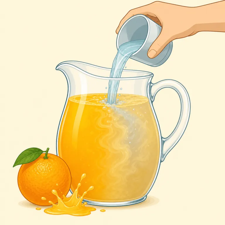 adulterate（混ぜ物をする・動詞）の覚え方イラスト — adulterate は、純粋な食品や薬に別の物を混ぜて品質を落とす場面に使います