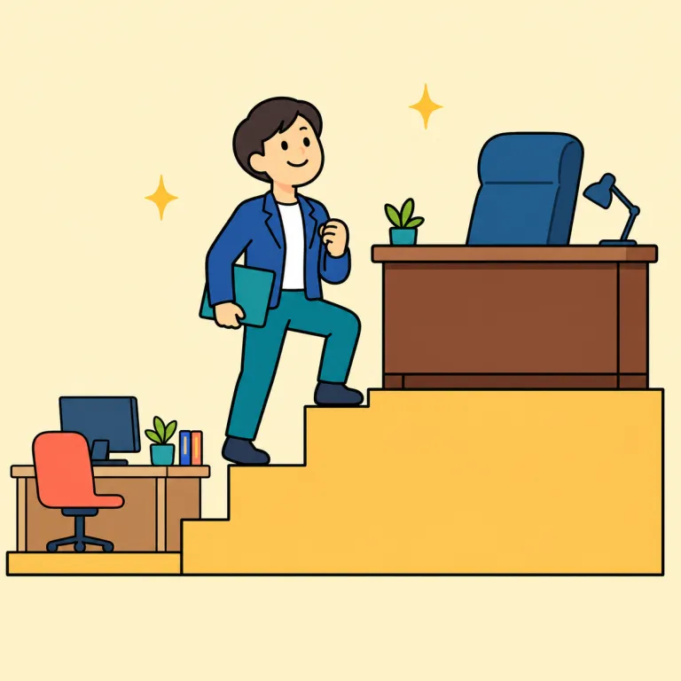 advancement（昇進・noun）の覚え方イラスト