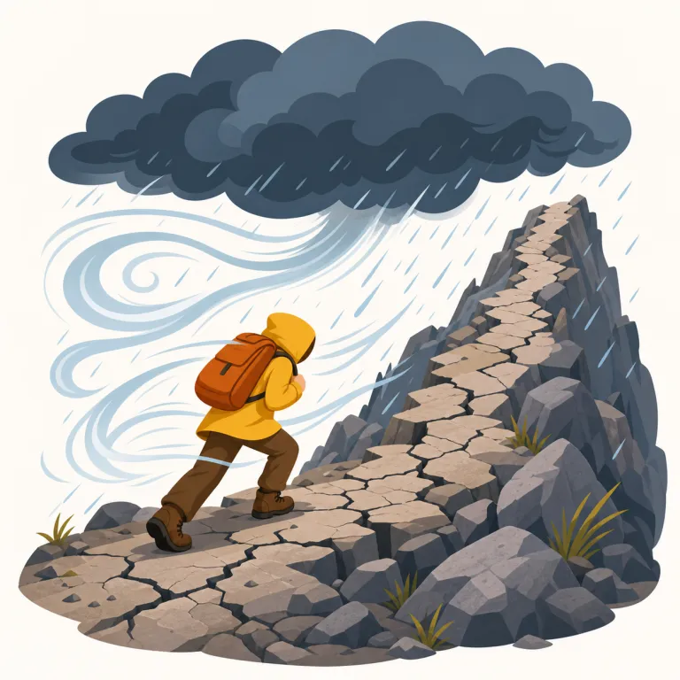 adversity（逆境・名詞）の覚え方イラスト — adverse（不利な、逆の）を知っていると覚えやすい語で、adversity は「adverse な状態そのもの」＝逆境