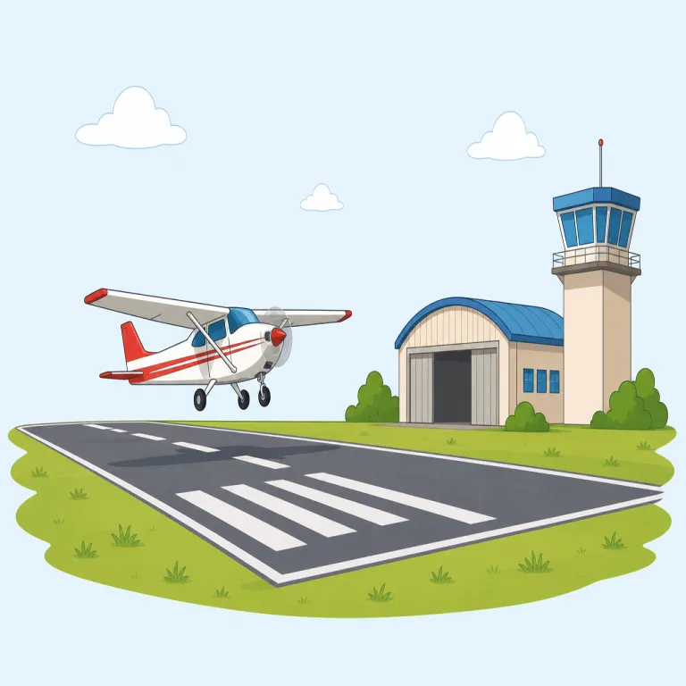 aerodrome（飛行場・名詞）の覚え方イラスト — aero- は aeroplane, aerospace などの「空・航空」の仲間、-drome は velodrome のように「競技場・走路のある場所」を思い出すと、空の乗り物…