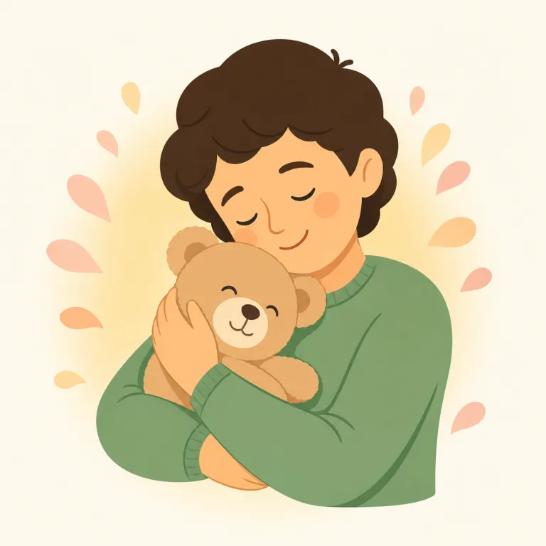 affectionately（愛情を込めて・副詞）の覚え方イラスト — affectionately は affection「愛情・好意」に -ly が付いた副詞で、動作や言葉にやさしい愛着がこもる様子を表します