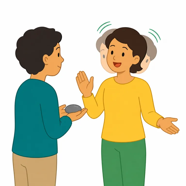 affirmatively（肯定的に・副詞）の覚え方イラスト — この「肯定的に」は、affirmatively の基本的な「はいと答えて」とは別に、態度・判断・反応が賛成や支持の方向を向いていることを表す用法として覚えます