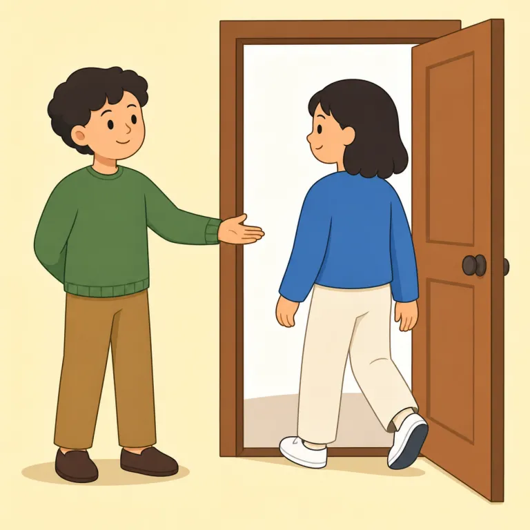 after you（お先にどうぞ・イディオム）の覚え方イラスト — 直訳は「あなたの後で」ですが、会話では一語句で「お先にどうぞ」として機能します