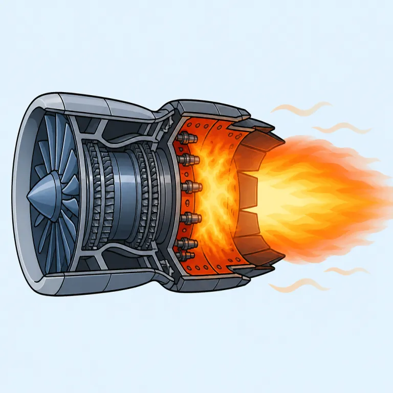 afterburner（アフターバーナー・名詞）の覚え方イラスト — このエントリの「アフターバーナー」は、日本語でも航空機や軍事技術の記事でそのまま使われるカタカナ語として覚えます