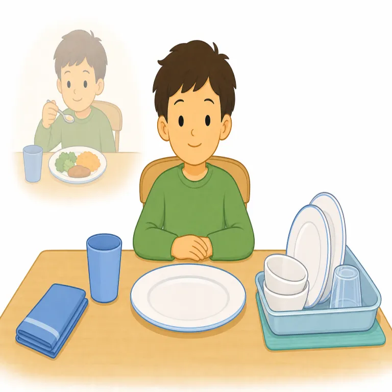 afterwards（その後・副詞）の覚え方イラスト — 核は after「〜の後」