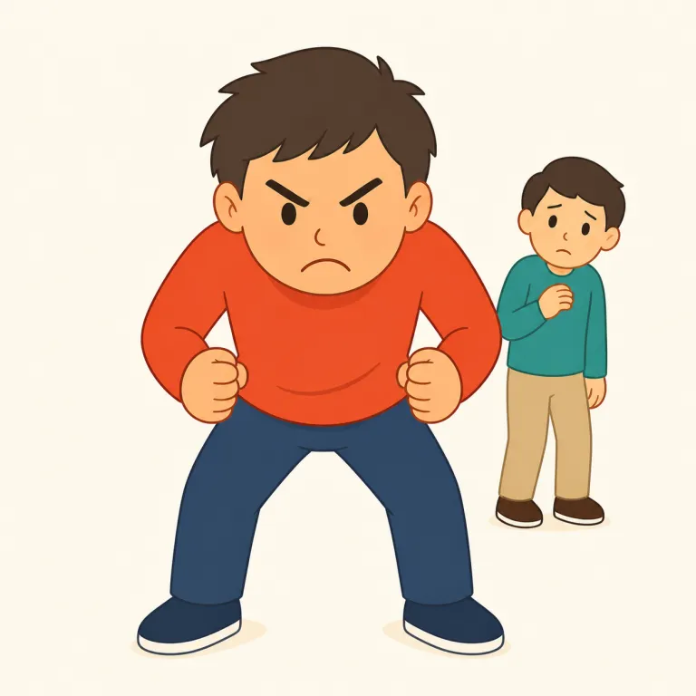 aggressive（攻撃的な・形容詞）の覚え方イラスト — この aggressive は「積極的な」という基本義とは別に、人や動物、言葉、態度が相手を脅かすほど強く迫る「攻撃的な」の意味で覚える