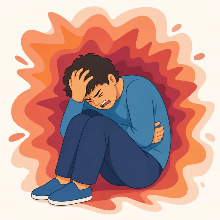 agonizing（苦しい・形容詞）の覚え方イラスト — agony（激しい苦痛）を知っていれば、その形容詞が agonizing と押さえると覚えやすいです