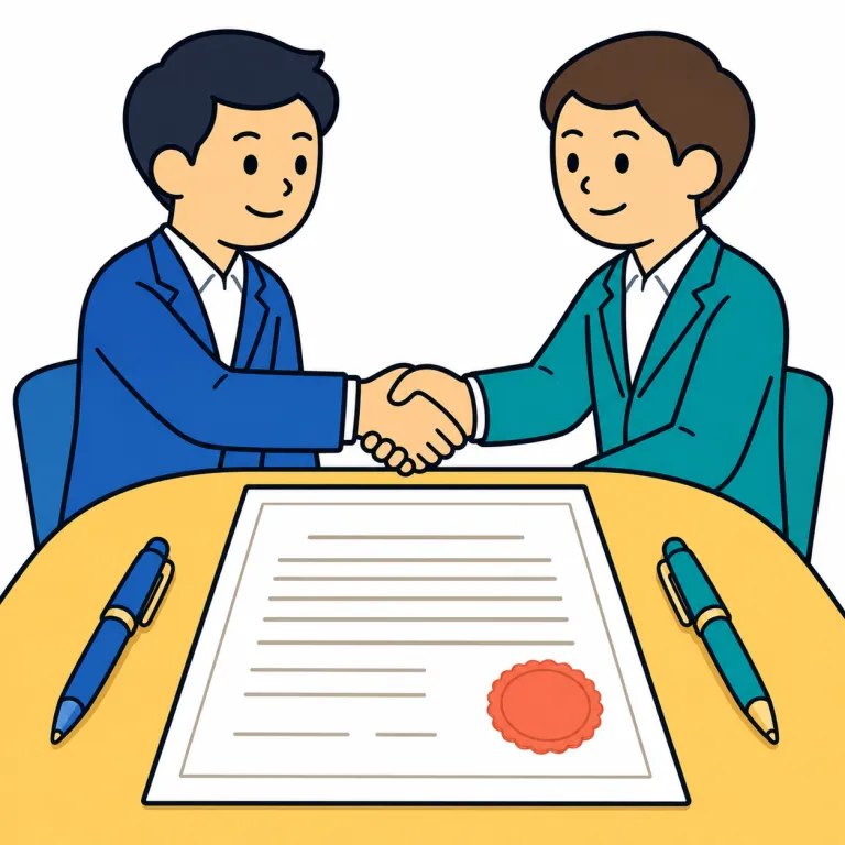 agreement（契約・noun）の覚え方イラスト