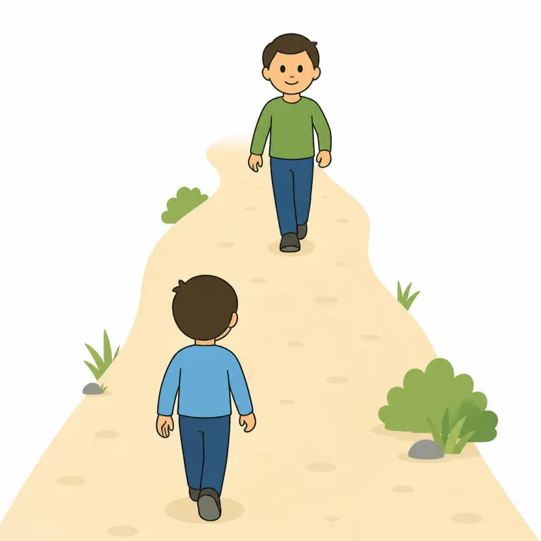 ahead（先に・副詞）の覚え方イラスト — この「先に」の ahead は、空間的な「前方に」ではなく、順番や時間で相手より早く行動する感じを表します