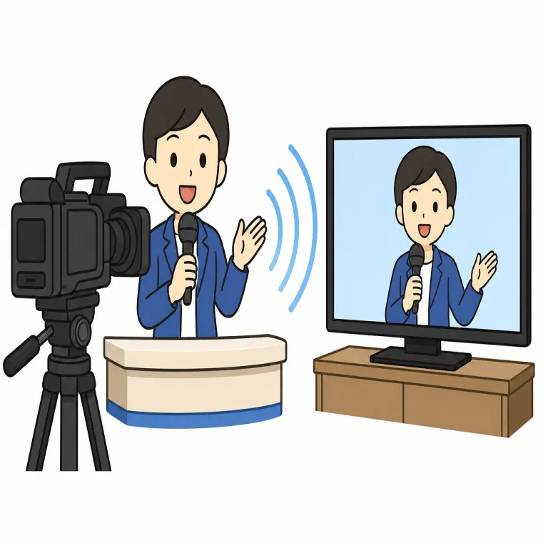 air（放送する・verb）の覚え方イラスト