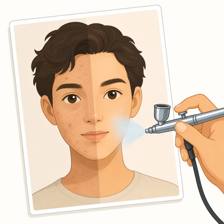 airbrush（修整する、美化する・verb）の覚え方イラスト