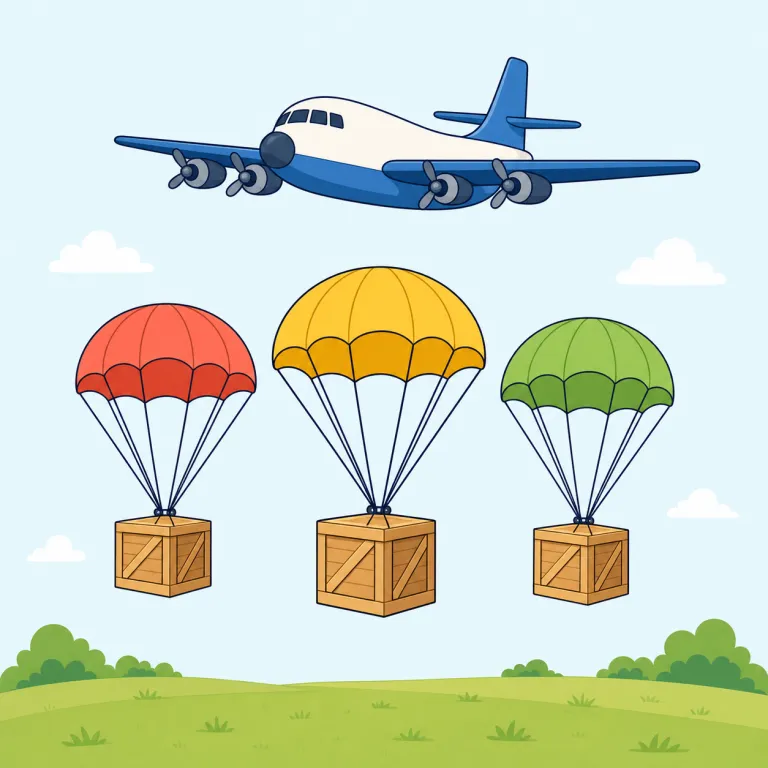 airdrop（空中投下・名詞）の覚え方イラスト — 「drop=落とす」が分かれば、airdrop は「空から落として届ける」とそのまま捉えるのが最短です