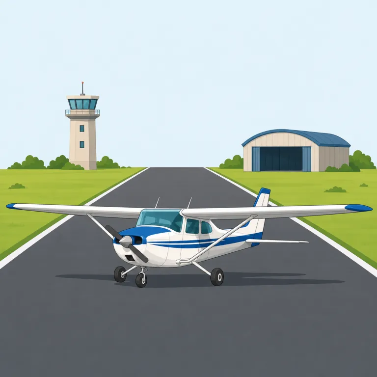 airfield（飛行場・名詞）の覚え方イラスト — air + field で、まず「飛行機のための広い場所」と分解して捉えると覚えやすいです