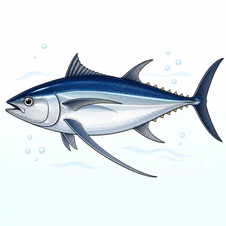 albacore（ビンナガマグロ・名詞）の覚え方イラスト — albacore はまず albacore tuna というまとまりで覚えると、マグロの一種だと定着しやすいです