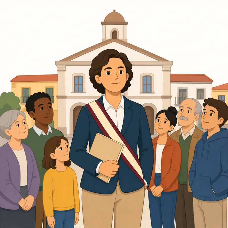 alcalde（（スペイン語圏の）市町村長・名詞）の覚え方イラスト — まず mayor を知っているなら、「alcalde はスペイン語圏での mayor」とセットで覚えるのが近道