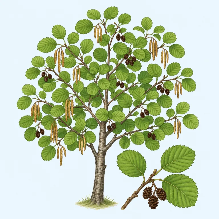 alder（ハンノキ・名詞）の覚え方イラスト — 木の名前は単体だと覚えにくいので、alder は意味だけでなく「川沿い・湿地に生える、水辺に強い木」という場面ごと固定すると残りやすいです