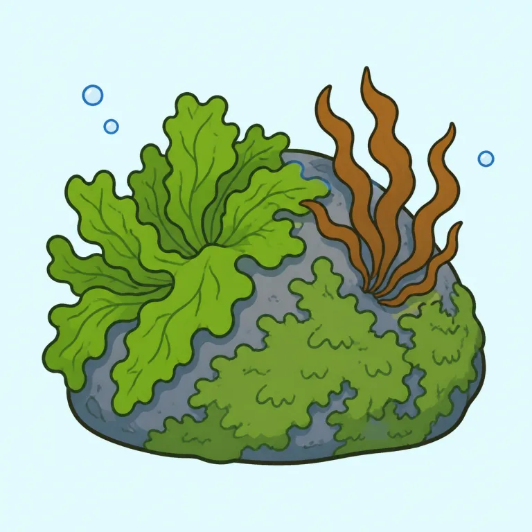 algal（藻類の、藻の・adjective）の覚え方イラスト