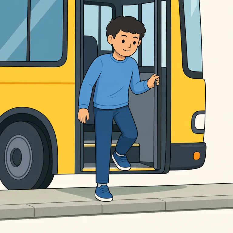 alighting（降りる・動詞）の覚え方イラスト — alighting は単独で覚えるより、board（乗る）とのペアで押さえると残りやすい