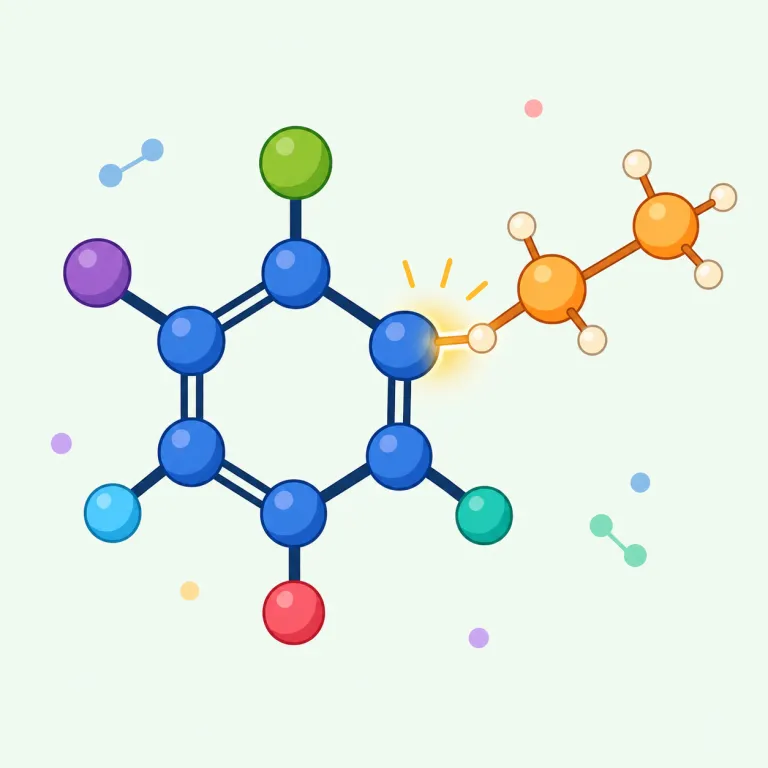 alkylating（アルキル化作用のある・形容詞）の覚え方イラスト — 化学語は「語幹＋-ingで“その作用を起こす”」と捉えると覚えやすいです