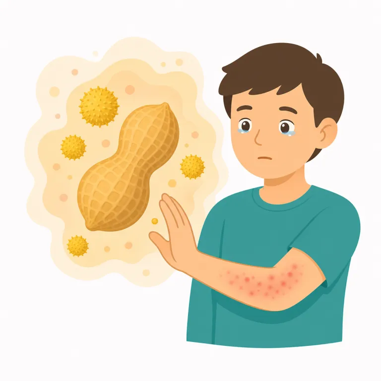 allergenic（アレルギーを起こす・形容詞）の覚え方イラスト — allergy「アレルギー」から allergen「アレルゲン、原因物質」を経て、-ic「〜に関する・〜の性質をもつ」が付いた形と見ると覚えやすいです