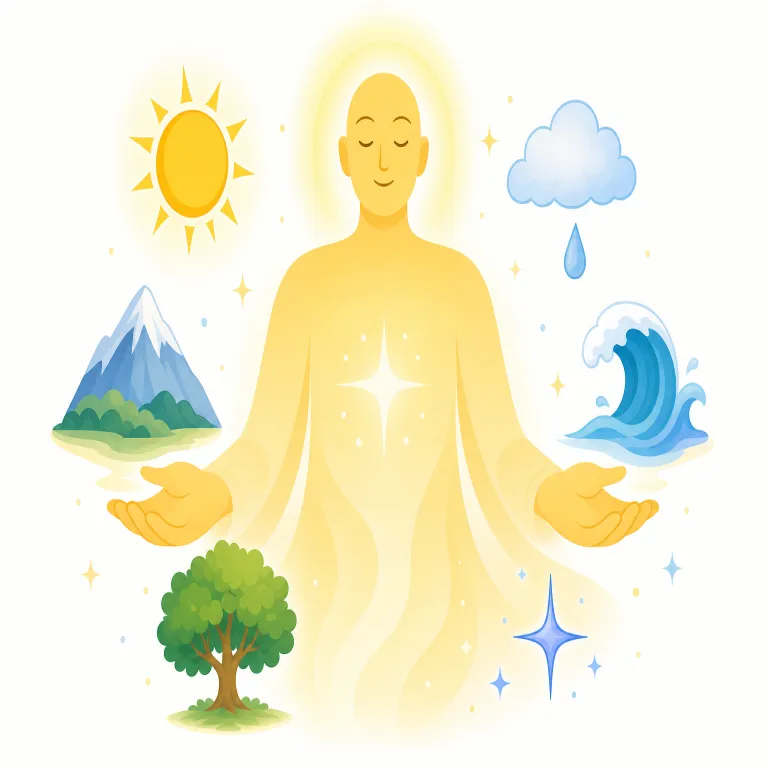almighty（全能の・形容詞）の覚え方イラスト — mighty が「強大な」なら、almighty は強さの範囲が限界まで広がった語