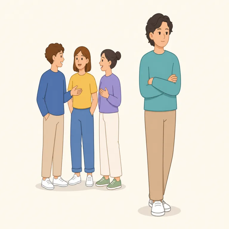 aloof（よそよそしい・形容詞）の覚え方イラスト — aloof は、人に対して「打ち解けず、親しみにくい」態度を表す語として覚えます