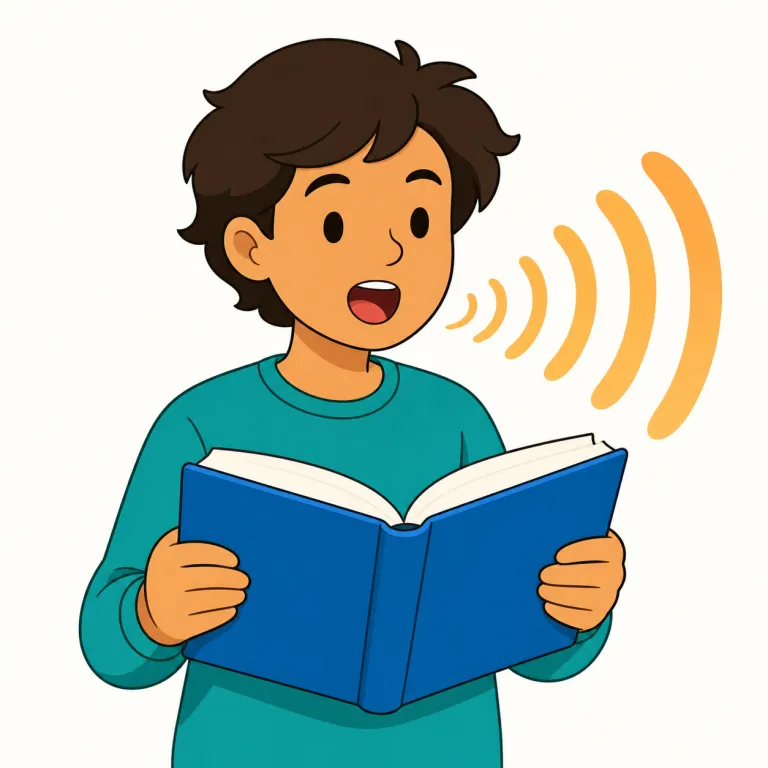 aloud（声に出して・副詞）の覚え方イラスト — aloud は「音として外へ出す」とイメージすると定着します