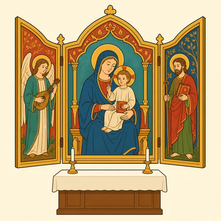 altarpiece（祭壇画・noun）の覚え方イラスト