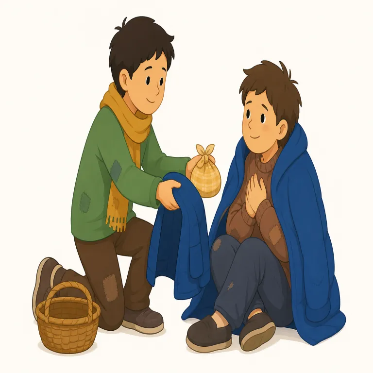 altruistic（利他的な・形容詞）の覚え方イラスト — まずはより易しい selfless（私心のない）と結びつけると覚えやすい語です