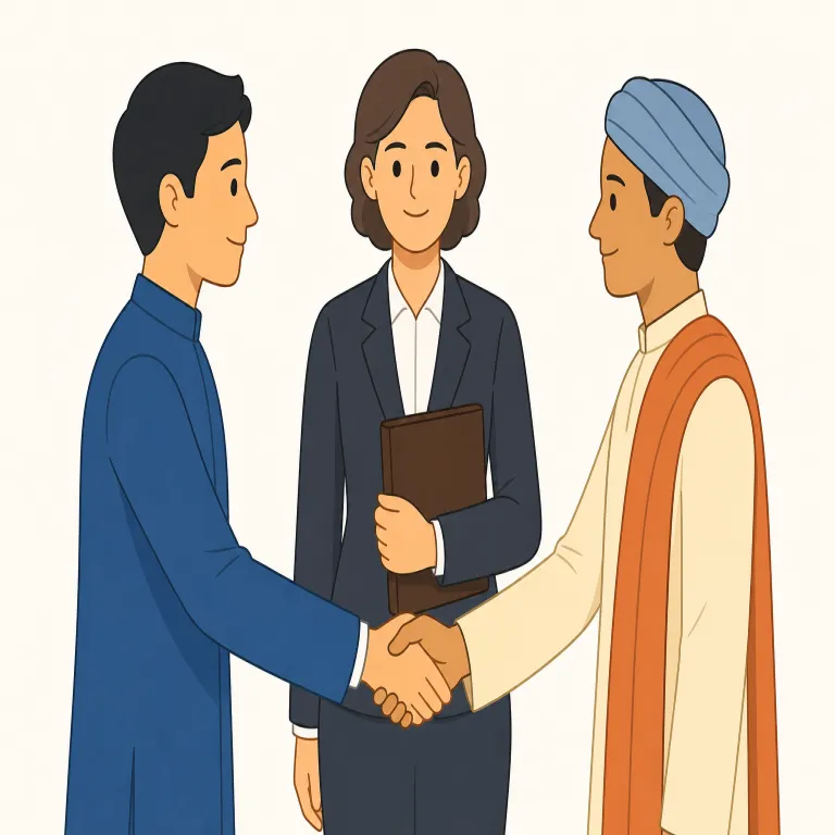 ambassador（大使・名詞）の覚え方イラスト — ambassador の「大使」は、国を代表して外国に駐在する高位の外交官です